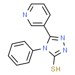 ChemSpider 2D Image | 4-Phenyl-5-pyridin-3-yl-4H-[1,2,4]triazole-3-thiol | C13H10N4S