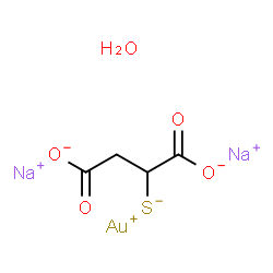 ChemSpider 2D Image | Gold(1+) sodium 2-sulfidosuccinate hydrate (1:2:1:1) | C4H5AuNa2O5S