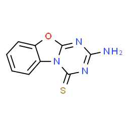 ChemSpider 2D Image | 2-Amino-4H-[1,3,5]triazino[2,1-b][1,3]benzoxazole-4-thione | C9H6N4OS