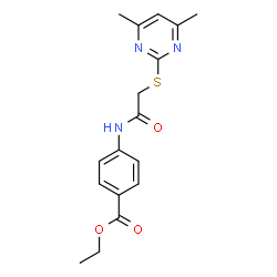 ChemSpider 2D Image | ethyl 4-({2-[(4,6-dimethylpyrimidin-2-yl)thio]acetyl}amino)benzoate | C17H19N3O3S