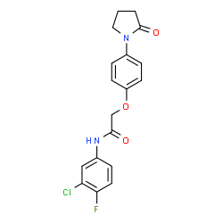ChemSpider 2D Image | N-(3-Chloro-4-fluorophenyl)-2-[4-(2-oxo-1-pyrrolidinyl)phenoxy]acetamide | C18H16ClFN2O3