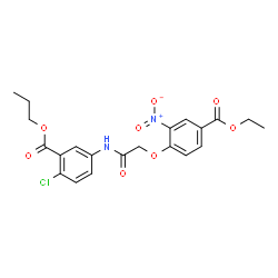 ChemSpider 2D Image | Propyl 2-chloro-5-({[4-(ethoxycarbonyl)-2-nitrophenoxy]acetyl}amino)benzoate | C21H21ClN2O8