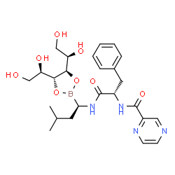 ChemSpider 2D Image | N-[(1R)-1-{(4R,5R)-4,5-Bis[(1R)-1,2-dihydroxyethyl]-1,3,2-dioxaborolan-2-yl}-3-methylbutyl]-Nalpha-(2-pyrazinylcarbonyl)-L-phenylalaninamide | C25H35BN4O8