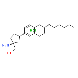 ChemSpider 2D Image | {(1R,3S)-1-Amino-3-[(6R)-6-hexyl-5,6,7,8-tetrahydro-2-naphthalenyl]cyclopentyl}methanol hydrochloride (1:1) | C22H36ClNO