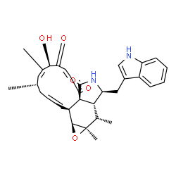 ChemSpider 2D Image | (4S,5Z,7R,11aS,14S,14aR,15aR,16aS,16bS)-7-Hydroxy-14-(1H-indol-3-ylmethyl)-4,6,15,15a-tetramethyl-4,7,14,14a,15,15a,16a,16b-octahydro-3H-cyclotrideca[d]oxireno[f]isoindole-8,11,12(13H)-trione | C32H36N2O5