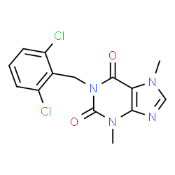 ChemSpider 2D Image | 1-(2,6-Dichlorobenzyl)-3,7-dimethyl-3,7-dihydro-1H-purine-2,6-dione | C14H12Cl2N4O2