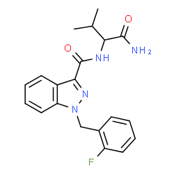 ChemSpider 2D Image | N-(1-Amino-3-methyl-1-oxo-2-butanyl)-1-(2-fluorobenzyl)-1H-indazole-3-carboxamide | C20H21FN4O2