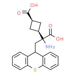 ChemSpider 2D Image | cis-3-[1-amino-1-carboxy-2-(9H-thioxanthen-9-yl)ethyl]cyclobutanecarboxylic acid | C21H21NO4S