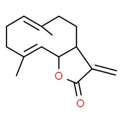 ChemSpider 2D Image | (6E,10E)-6,10-Dimethyl-3-methylene-3a,4,5,8,9,11a-hexahydrocyclodeca[b]furan-2(3H)-one | C15H20O2
