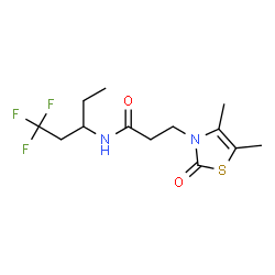 ChemSpider 2D Image | 3-(4,5-Dimethyl-2-oxo-1,3-thiazol-3(2H)-yl)-N-(1,1,1-trifluoro-3-pentanyl)propanamide | C13H19F3N2O2S