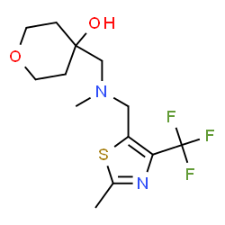 ChemSpider 2D Image | 4-[(Methyl{[2-methyl-4-(trifluoromethyl)-1,3-thiazol-5-yl]methyl}amino)methyl]tetrahydro-2H-pyran-4-ol | C13H19F3N2O2S