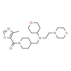 ChemSpider 2D Image | (4-Methyl-1,3-oxazol-5-yl)[4-({[2-(4-morpholinyl)ethyl](tetrahydro-2H-pyran-4-yl)amino}methyl)-1-piperidinyl]methanone | C22H36N4O4