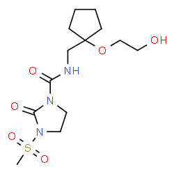 ChemSpider 2D Image | N-{[1-(2-Hydroxyethoxy)cyclopentyl]methyl}-3-(methylsulfonyl)-2-oxo-1-imidazolidinecarboxamide | C13H23N3O6S
