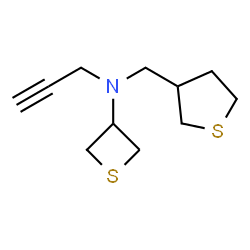 ChemSpider 2D Image | N-(2-Propyn-1-yl)-N-(tetrahydro-3-thiophenylmethyl)-3-thietanamine | C11H17NS2