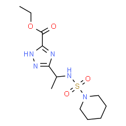 ChemSpider 2D Image | Ethyl 3-{1-[(1-piperidinylsulfonyl)amino]ethyl}-1H-1,2,4-triazole-5-carboxylate | C12H21N5O4S