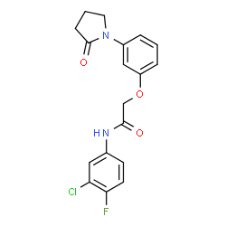 ChemSpider 2D Image | N-(3-Chloro-4-fluorophenyl)-2-[3-(2-oxo-1-pyrrolidinyl)phenoxy]acetamide | C18H16ClFN2O3