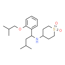 ChemSpider 2D Image | N-[1-(2-Isobutoxyphenyl)-3-methylbutyl]tetrahydro-2H-thiopyran-4-amine 1,1-dioxide | C20H33NO3S