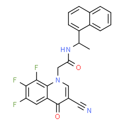 ChemSpider 2D Image | 2-(3-Cyano-6,7,8-trifluoro-4-oxo-1(4H)-quinolinyl)-N-[1-(1-naphthyl)ethyl]acetamide | C24H16F3N3O2