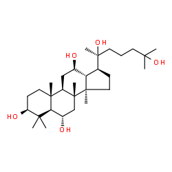 ChemSpider 2D Image | (3beta,6alpha,12beta)-Dammarane-3,6,12,20,25-pentol | C30H54O5