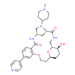 ChemSpider 2D Image | (1R,5S,8S,20S,23S)-23-Hydroxy-6-(1-methyl-4-piperidinyl)-14-(4-pyridinyl)-17,24-dioxa-3,6,9-triazatetracyclo[18.3.1.1~5,8~.0~11,16~]pentacosa-11,13,15-triene-4,10-dione | C31H41N5O5