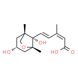 ChemSpider 2D Image | (2Z,4E)-5-[(1S,3R,5S,8S)-3,8-Dihydroxy-1,5-dimethyl-6-oxabicyclo[3.2.1]oct-8-yl]-3-methyl-2,4-pentadienoic acid | C15H22O5