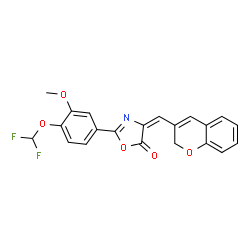 ChemSpider 2D Image | (4E)-4-(2H-Chromen-3-ylmethylene)-2-[4-(difluoromethoxy)-3-methoxyphenyl]-1,3-oxazol-5(4H)-one | C21H15F2NO5