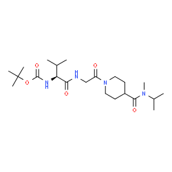 ChemSpider 2D Image | N-(2-{4-[Isopropyl(methyl)carbamoyl]-1-piperidinyl}-2-oxoethyl)-N~2~-{[(2-methyl-2-propanyl)oxy]carbonyl}-L-valinamide | C22H40N4O5