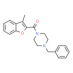 ChemSpider 2D Image | (4-Benzyl-1-piperazinyl)(3-methyl-1-benzofuran-2-yl)methanone | C21H22N2O2