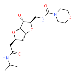 ChemSpider 2D Image | (1S,6R)-1,4:3,6-Dianhydro-2-deoxy-1-[2-(isopropylamino)-2-oxoethyl]-6-{[(4-morpholinylcarbonyl)amino]methyl}-D-arabino-hexitol | C17H29N3O6