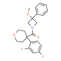 ChemSpider 2D Image | [4-(2,4-Difluorophenyl)tetrahydro-2H-pyran-4-yl](3-methoxy-3-phenyl-1-azetidinyl)methanone | C22H23F2NO3