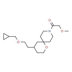 ChemSpider 2D Image | 1-{4-[2-(Cyclopropylmethoxy)ethyl]-1-oxa-9-azaspiro[5.5]undec-9-yl}-2-methoxyethanone | C18H31NO4