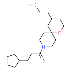 ChemSpider 2D Image | 3-Cyclopentyl-1-[4-(2-methoxyethyl)-1-oxa-9-azaspiro[5.5]undec-9-yl]-1-propanone | C20H35NO3