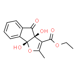 ChemSpider 2D Image | Ethyl (3aR,8bR)-3a,8b-dihydroxy-2-methyl-4-oxo-4,8b-dihydro-3aH-indeno[1,2-b]furan-3-carboxylate | C15H14O6