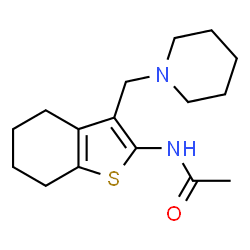 ChemSpider 2D Image | N-[3-(1-Piperidinylmethyl)-4,5,6,7-tetrahydro-1-benzothiophen-2-yl]acetamide | C16H24N2OS