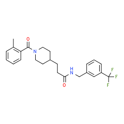 ChemSpider 2D Image | 3-[1-(2-Methylbenzoyl)-4-piperidinyl]-N-[3-(trifluoromethyl)benzyl]propanamide | C24H27F3N2O2
