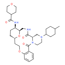 ChemSpider 2D Image | N-[(1R,5S,21S,24R)-7-(4-Methylcyclohexyl)-4,11-dioxo-18,25-dioxa-3,7,10-triazatetracyclo[19.3.1.0~5,10~.0~12,17~]pentacosa-12,14,16-trien-24-yl]tetrahydro-2H-pyran-4-carboxamide | C33H48N4O6