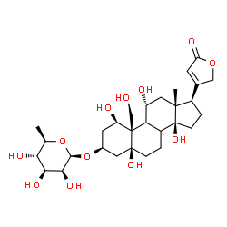 ChemSpider 2D Image | (1beta,3beta,5beta,8xi,9xi,11alpha)-3-[(6-Deoxy-beta-D-mannopyranosyl)oxy]-1,5,11,14,19-pentahydroxycard-20(22)-enolide | C29H44O12
