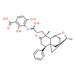 ChemSpider 2D Image | 3-({3-[(1S,4S,4as,6S,7S,9S,9ar)-1,6-dimethyl-2-oxo-4-phenyldecahydro-6,9-epoxy-4a,7-methanobenzo[7]annulen-1-yl]propanoyl}amino)-2,4-dihydroxybenzoic acid | C30H33NO7
