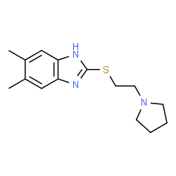 ChemSpider 2D Image | 5,6-dimethyl-2-[2-(1-pyrrolidinyl)ethylthio]-1H-benzimidazole | C15H21N3S