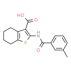 ChemSpider 2D Image | 2-[(3-Methylbenzoyl)amino]-4,5,6,7-tetrahydro-1-benzothiophene-3-carboxylic acid | C17H17NO3S
