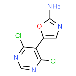 ChemSpider 2D Image | 5-(4,6-Dichloro-5-pyrimidinyl)-1,3-oxazol-2-amine | C7H4Cl2N4O