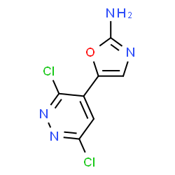ChemSpider 2D Image | 5-(3,6-Dichloro-4-pyridazinyl)-1,3-oxazol-2-amine | C7H4Cl2N4O