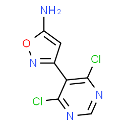 ChemSpider 2D Image | 3-(4,6-Dichloro-5-pyrimidinyl)-1,2-oxazol-5-amine | C7H4Cl2N4O