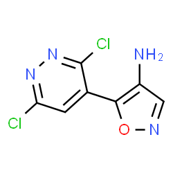 ChemSpider 2D Image | 5-(3,6-Dichloro-4-pyridazinyl)-1,2-oxazol-4-amine | C7H4Cl2N4O