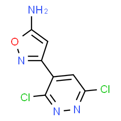 ChemSpider 2D Image | 3-(3,6-Dichloro-4-pyridazinyl)-1,2-oxazol-5-amine | C7H4Cl2N4O