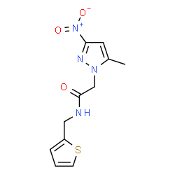 ChemSpider 2D Image | 2-(5-Methyl-3-nitro-1H-pyrazol-1-yl)-N-(2-thienylmethyl)acetamide | C11H12N4O3S