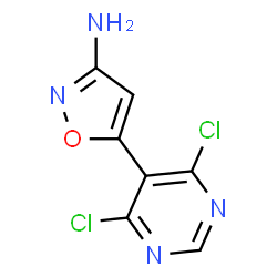ChemSpider 2D Image | 5-(4,6-Dichloro-5-pyrimidinyl)-1,2-oxazol-3-amine | C7H4Cl2N4O