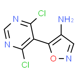 ChemSpider 2D Image | 5-(4,6-Dichloro-5-pyrimidinyl)-1,2-oxazol-4-amine | C7H4Cl2N4O