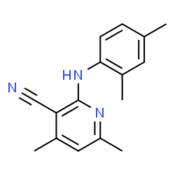 ChemSpider 2D Image | 2-[(2,4-Dimethylphenyl)amino]-4,6-dimethylnicotinonitrile | C16H17N3