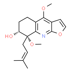 ChemSpider 2D Image | (7R,8S)-4,8-Dimethoxy-8-(3-methyl-2-buten-1-yl)-5,6,7,8-tetrahydrofuro[2,3-b]quinolin-7-ol | C18H23NO4